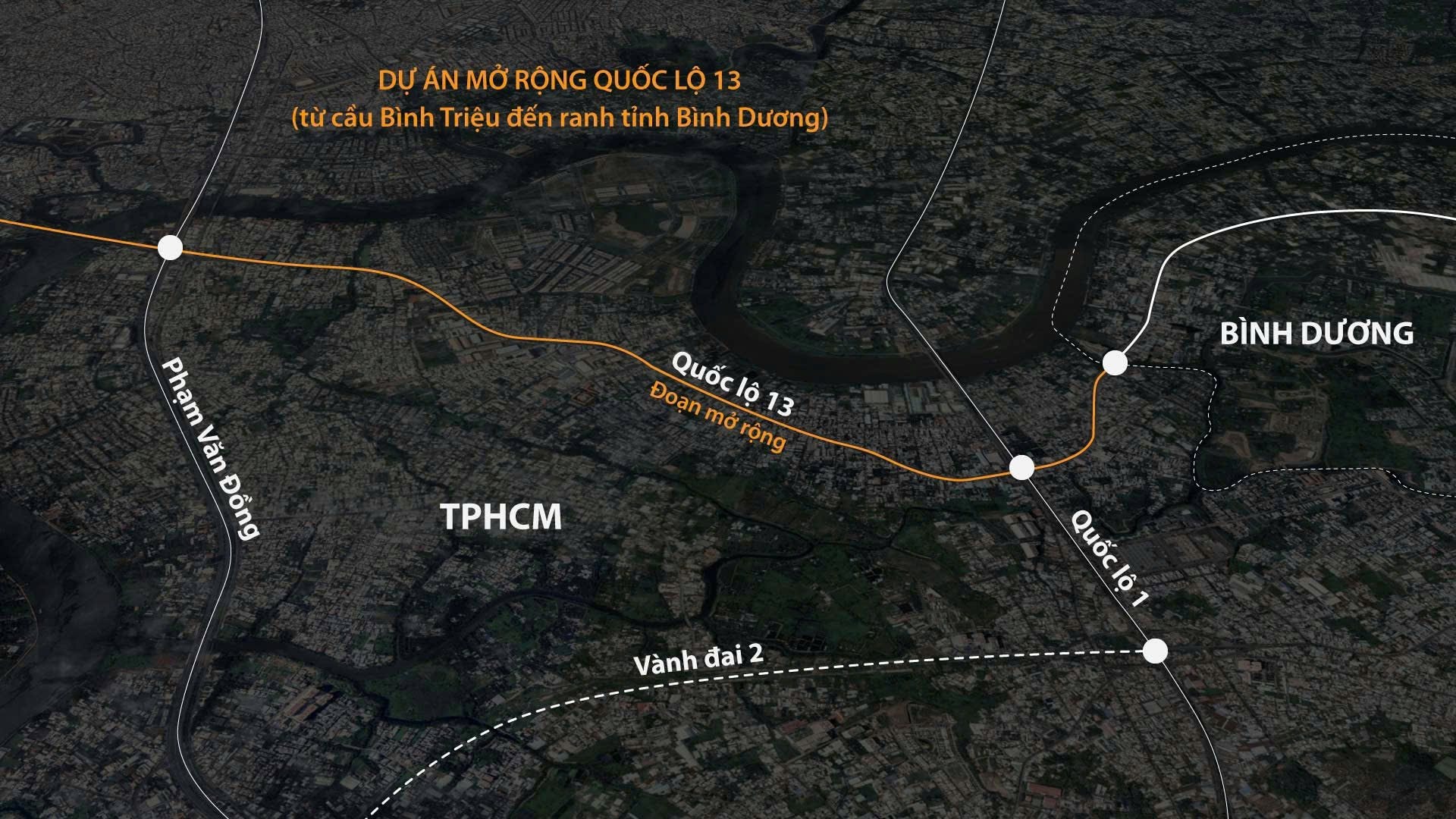 Quốc lộ 13 mở rộng gần dự án Monrei Saigon